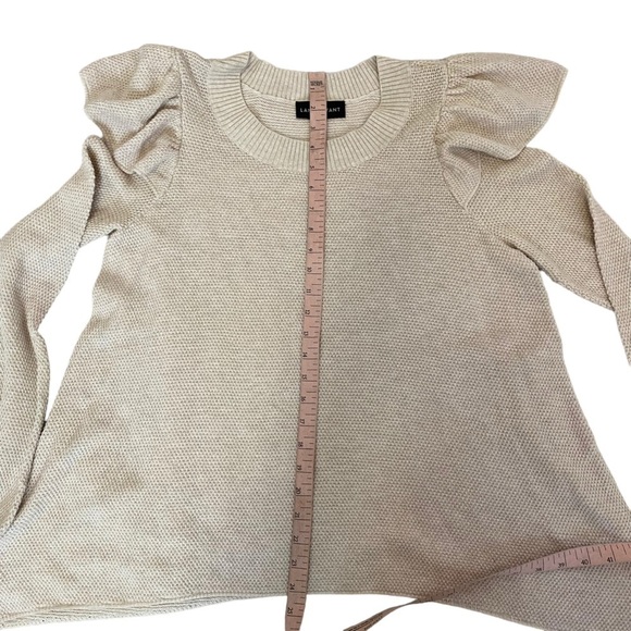 Lane Bryant 14/16 Women’s Sweater Ruffle Asymmetrical Oatmeal Color - Picture 6 of 10